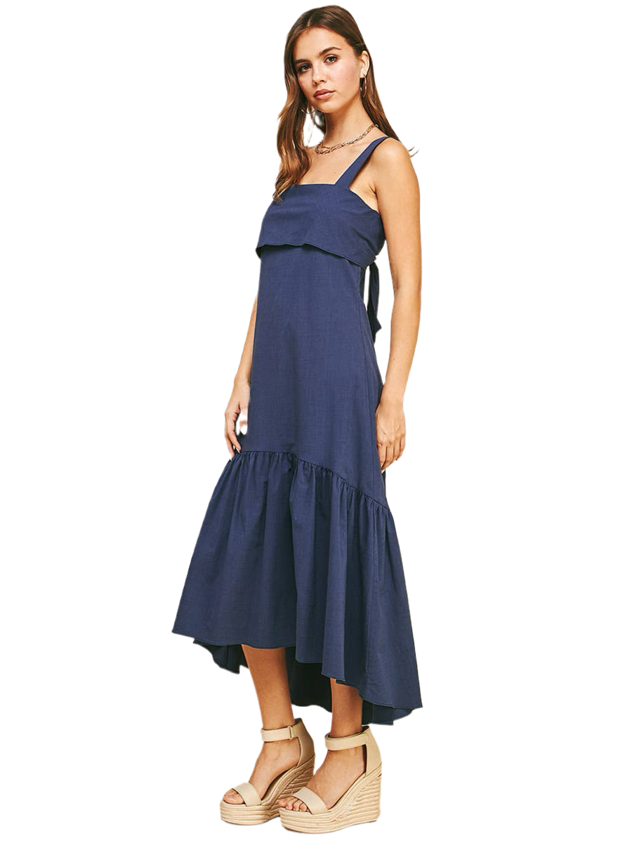 Back Tied Sleeveless Maxi Dress in Navy