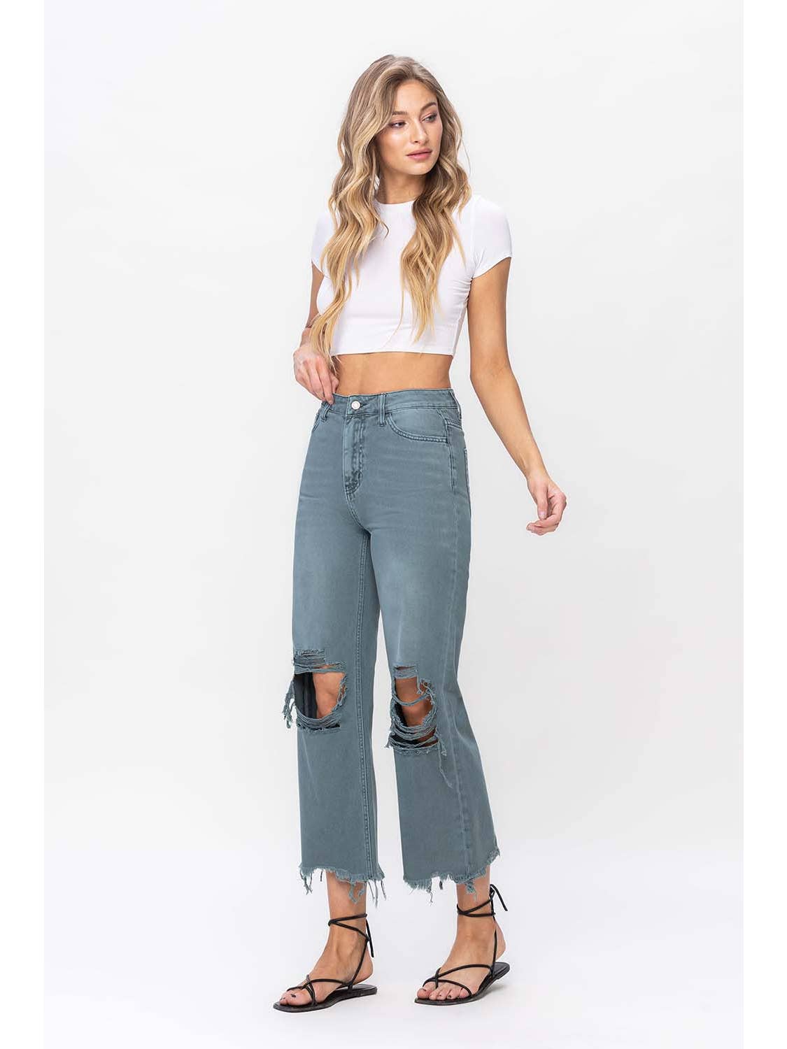 Vintage High Rise Crop Flare Jean