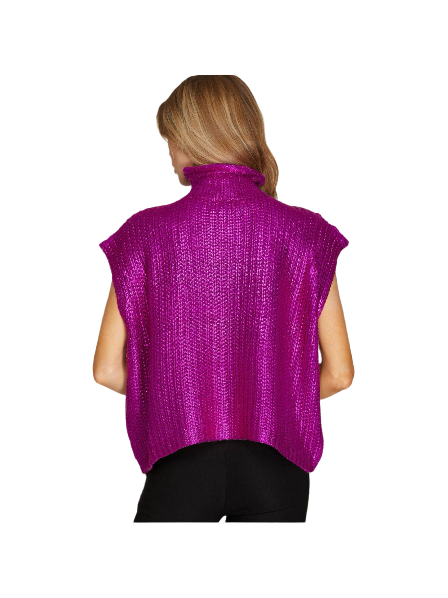 Magenta Metallic Foiled Sweater Top