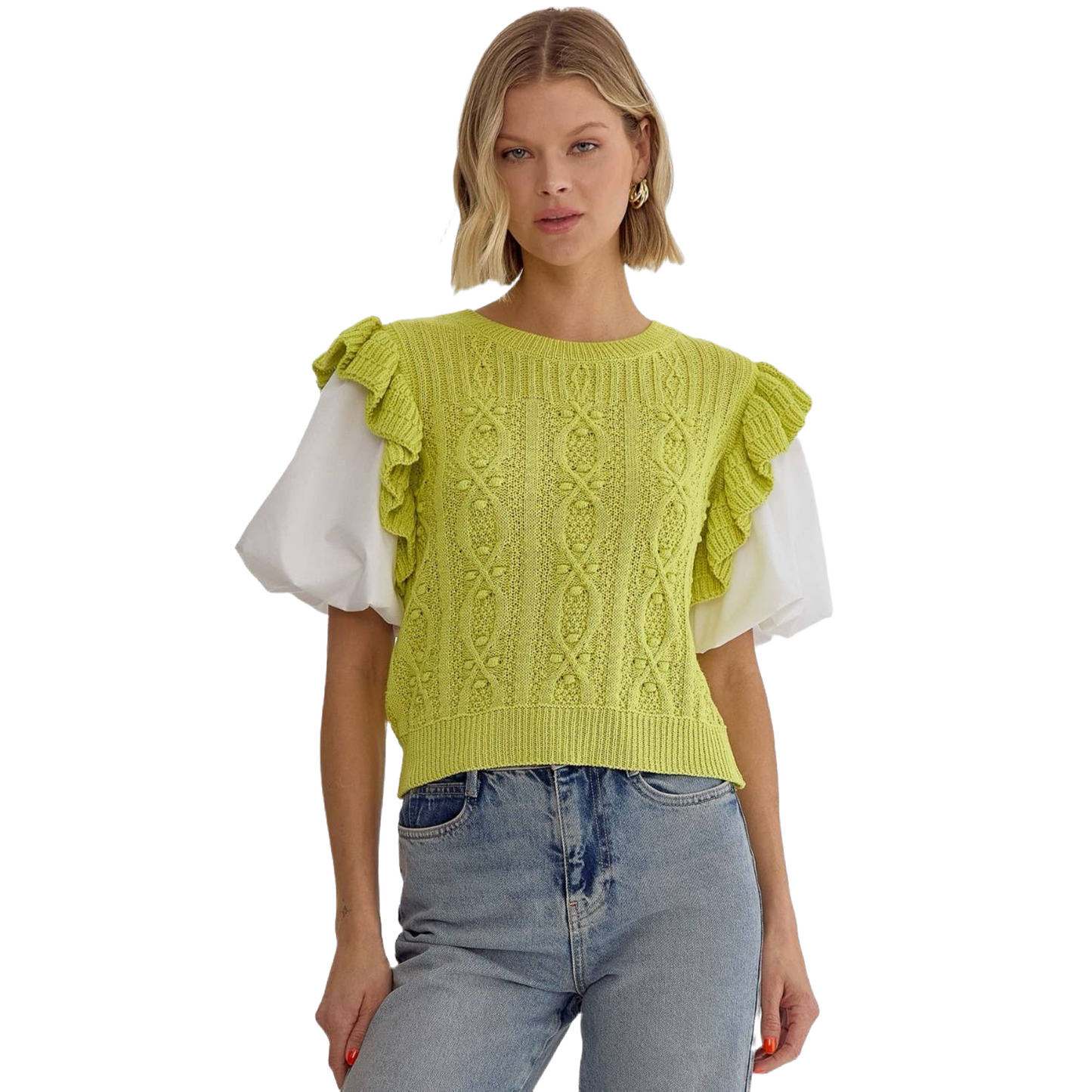 Lime Green Puff Sleeve Top