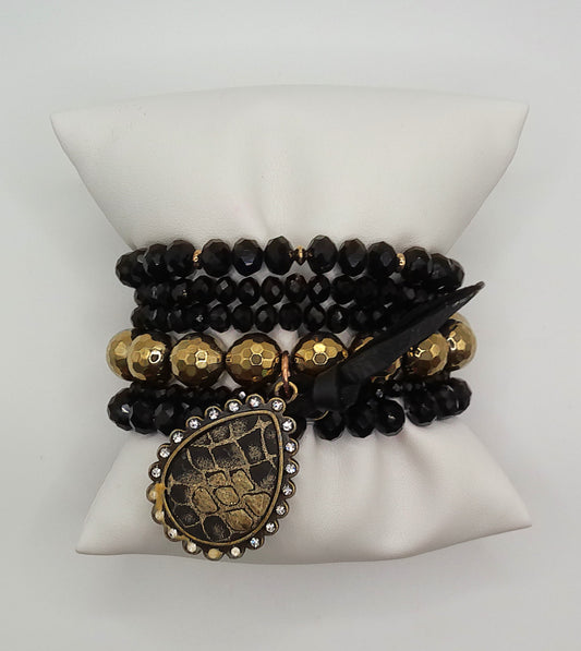 Black & Gold Bracelet Stack