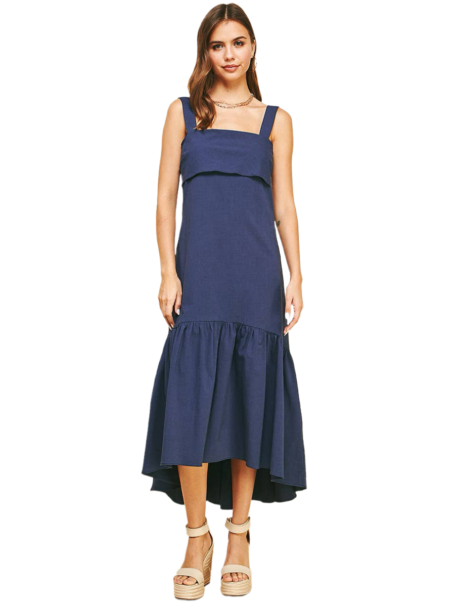 Back Tied Sleeveless Maxi Dress in Navy