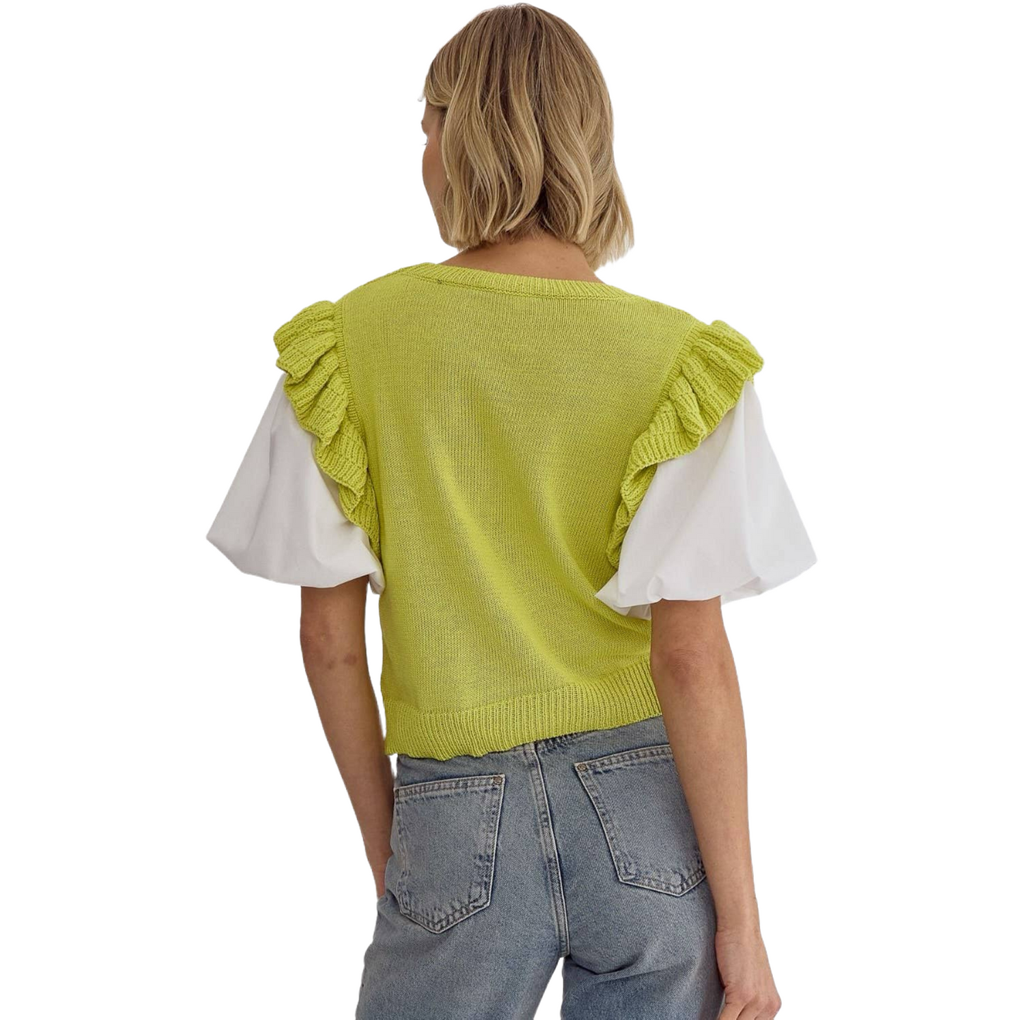 Lime Green Puff Sleeve Top