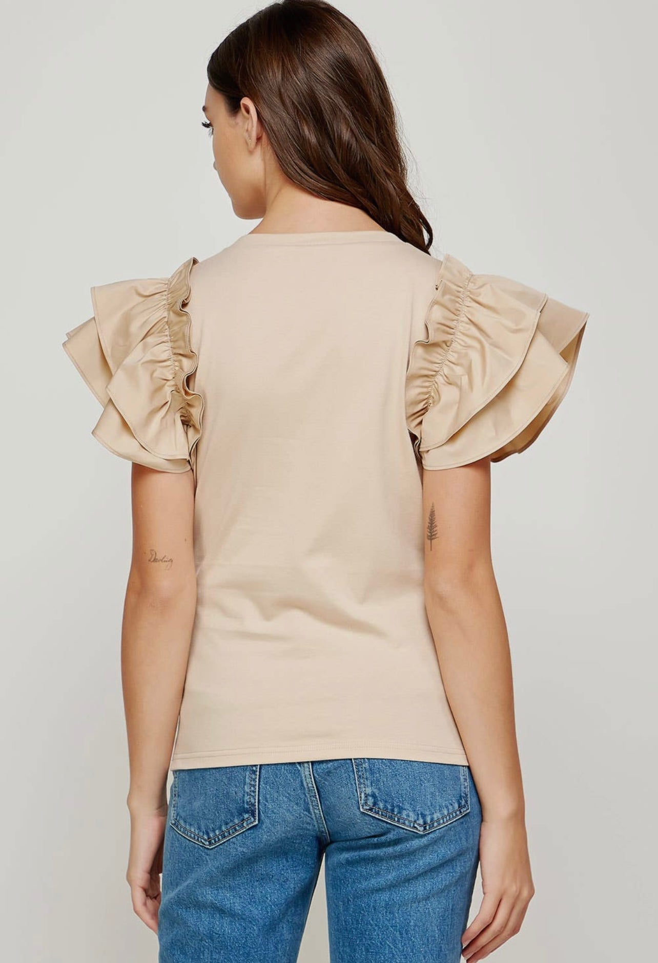 Beige Ruffle Top