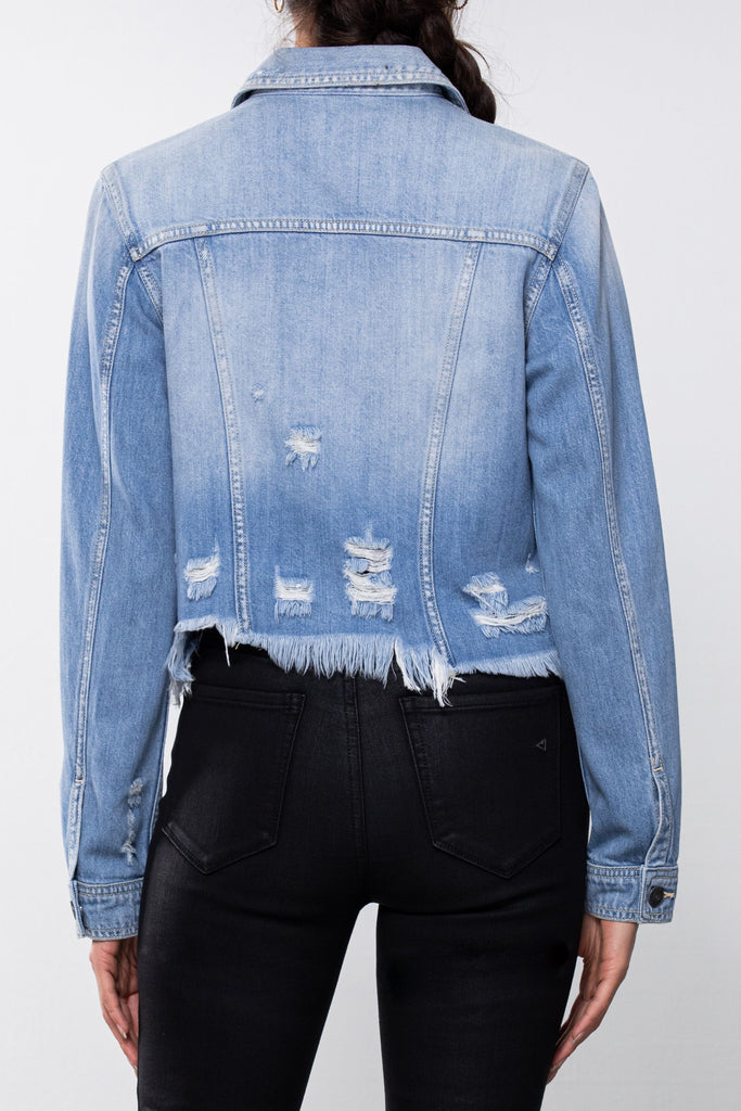 REBEL LIGHT WASH FRAYED JACKET