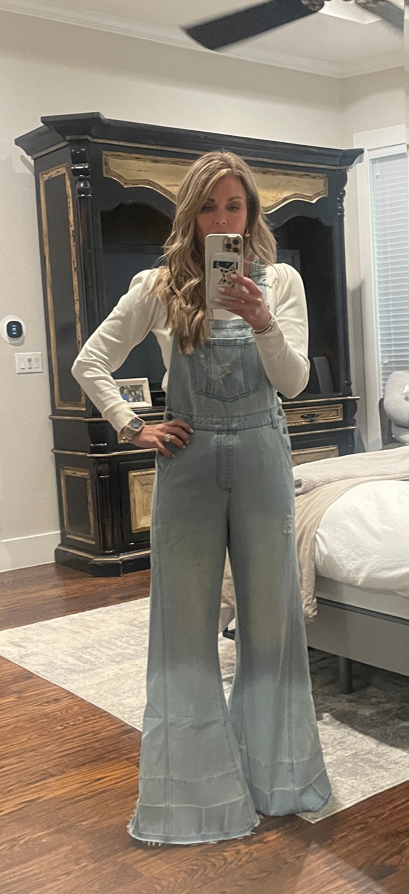 Distressed Wide Leg Overalls