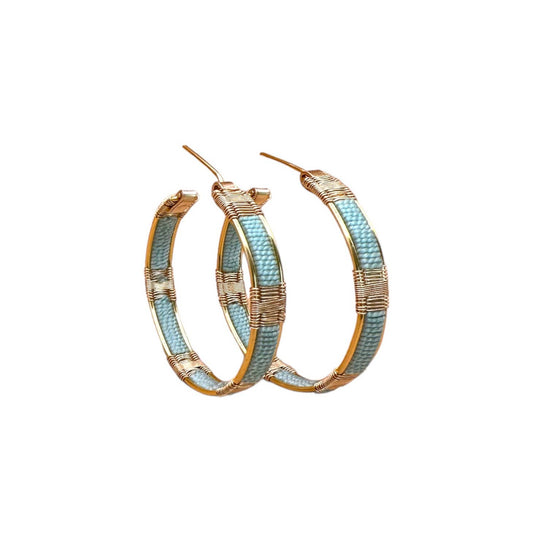 Handwoven Wire & Cord Hoop Earrings